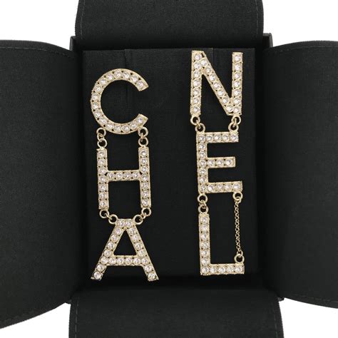 chanel earrings dangle letters|genuine Chanel earrings uk.